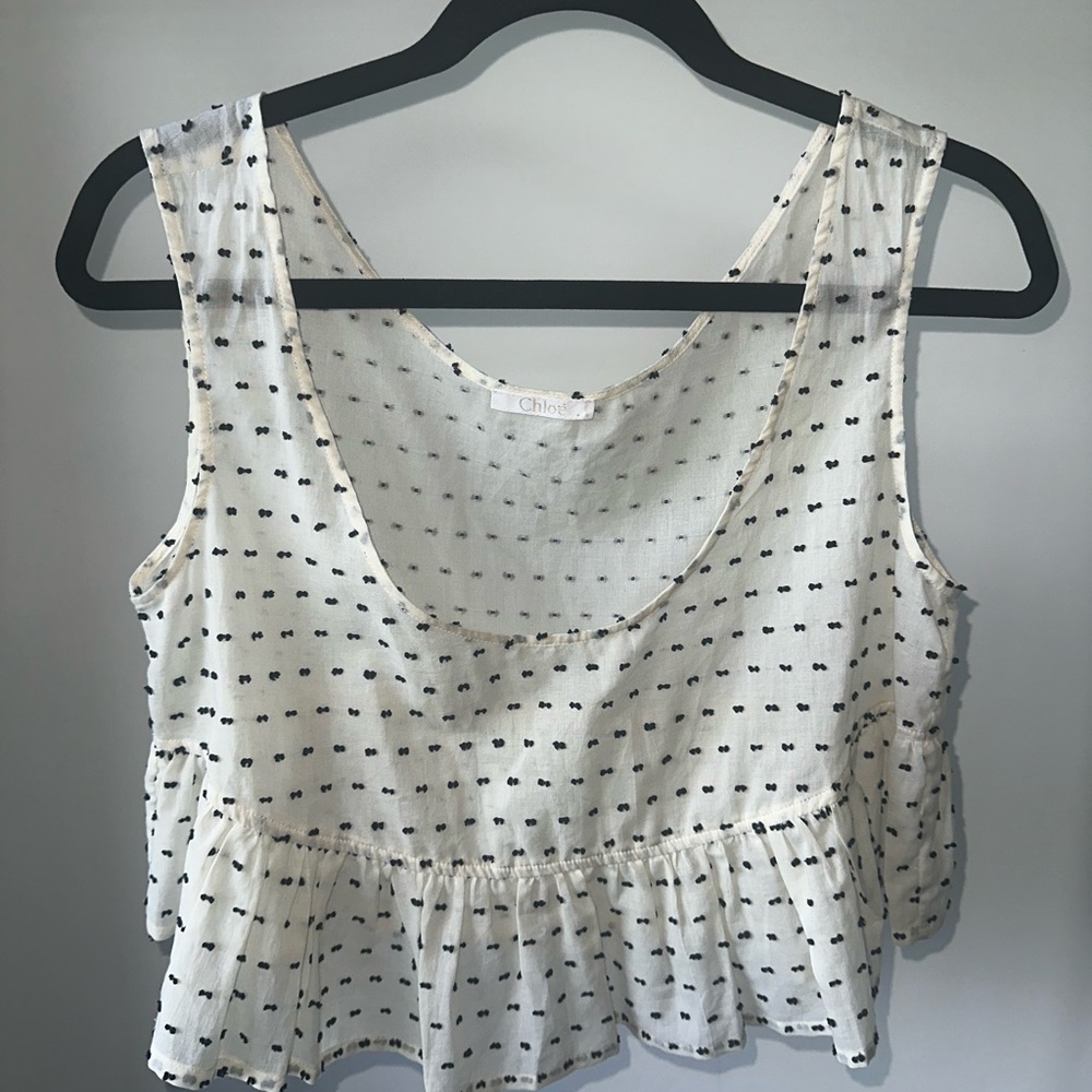 Chloe White and Black Patterned Crop Top